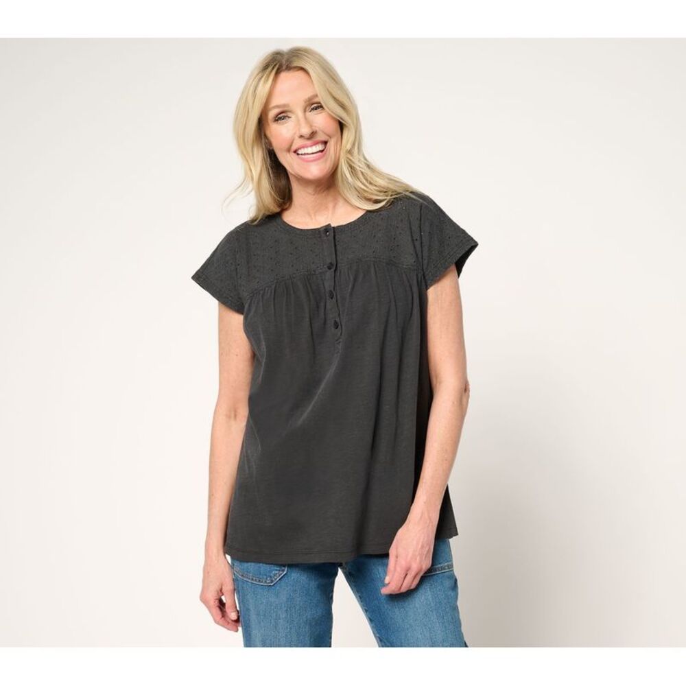 Gloria Vanderbilt Women's Top Sz XL 100% Cotton Jet Black A996 A692503